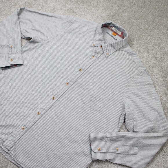 Tailor Vintage Flip Cuff Shirt Mens XL Gray Cotton/Linen Blend L/S Button Down - Picture 4 of 15